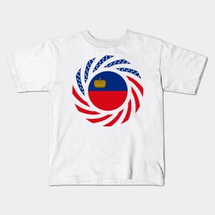 Liechtensteinian American Multinational Patriot Flag Series Kids T-Shirt
